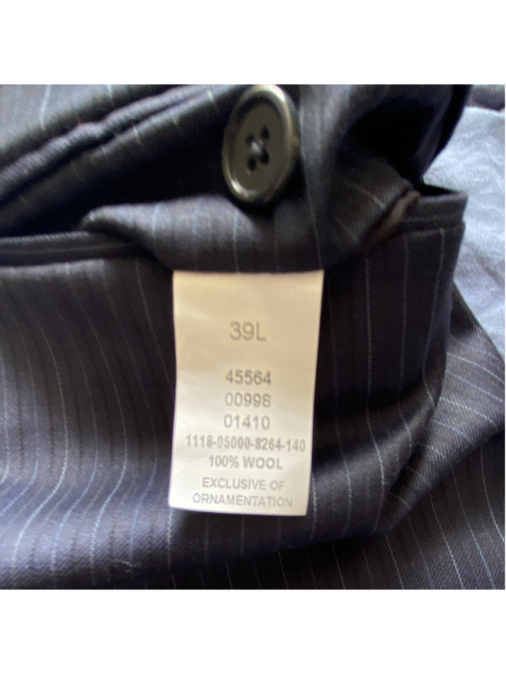 Jos. A. Bank Men’s Blue Pinstripe 100% Wool 2-Piece Suit Single-Breasted 44R - Picture 12 of 13